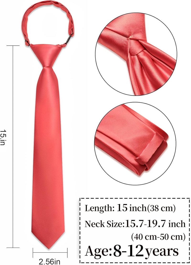 Ailisus Store Boys Tie Solid Color Silk Satin Pre-tied Kids Necktie for Age 8-12 Adjustable Formal Wedding School Graduation - Image 3